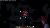 Red colored firework rocket exploding (Image via Minecraft)